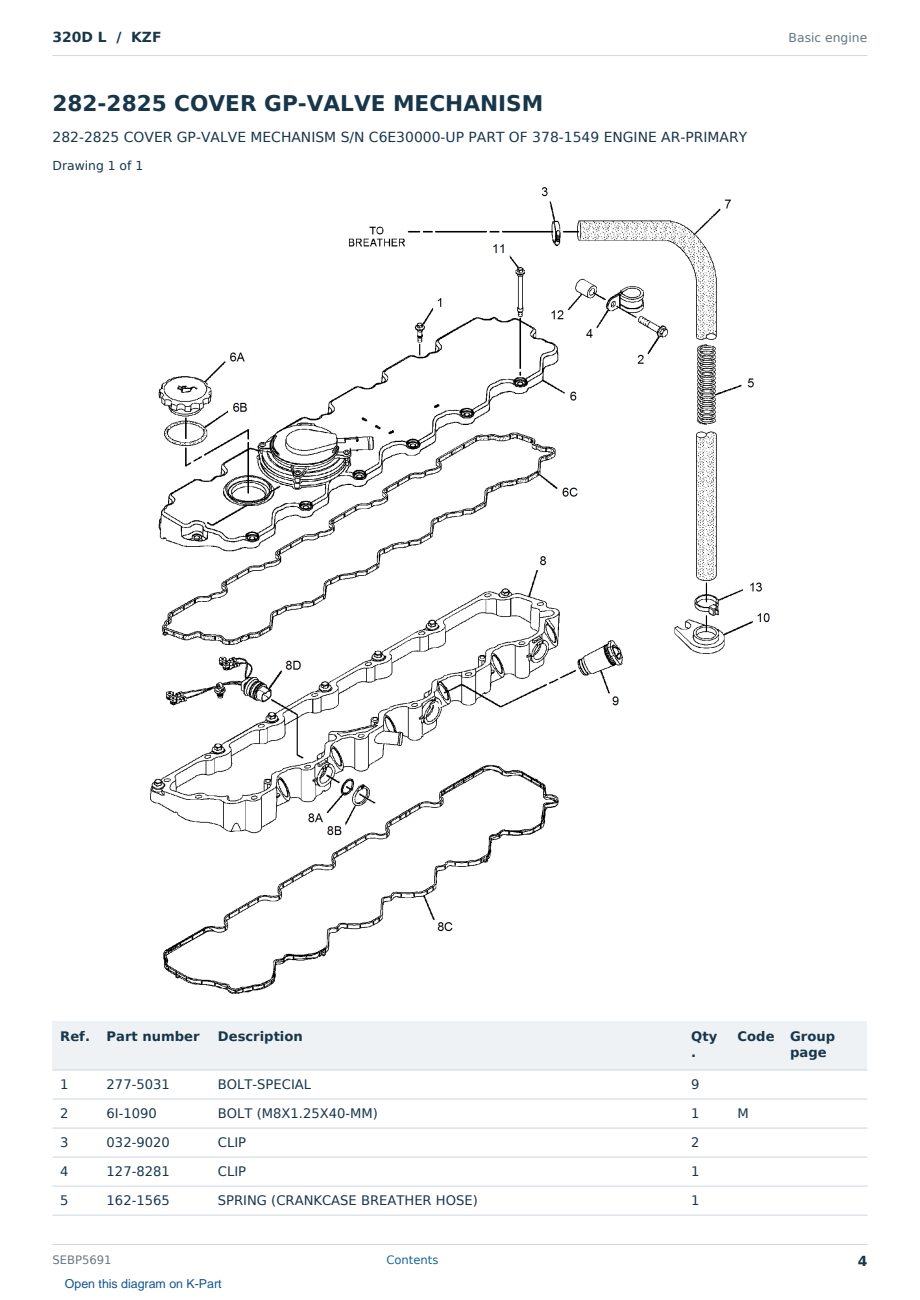 Caterpillar 320D L S/N KZF Partsbook SEBP5691 (English) - sample page 4 of 10 Caterpillar 320D L S/N KZF Partsbook SEBP5691 (English) - sample page 4 of 10
