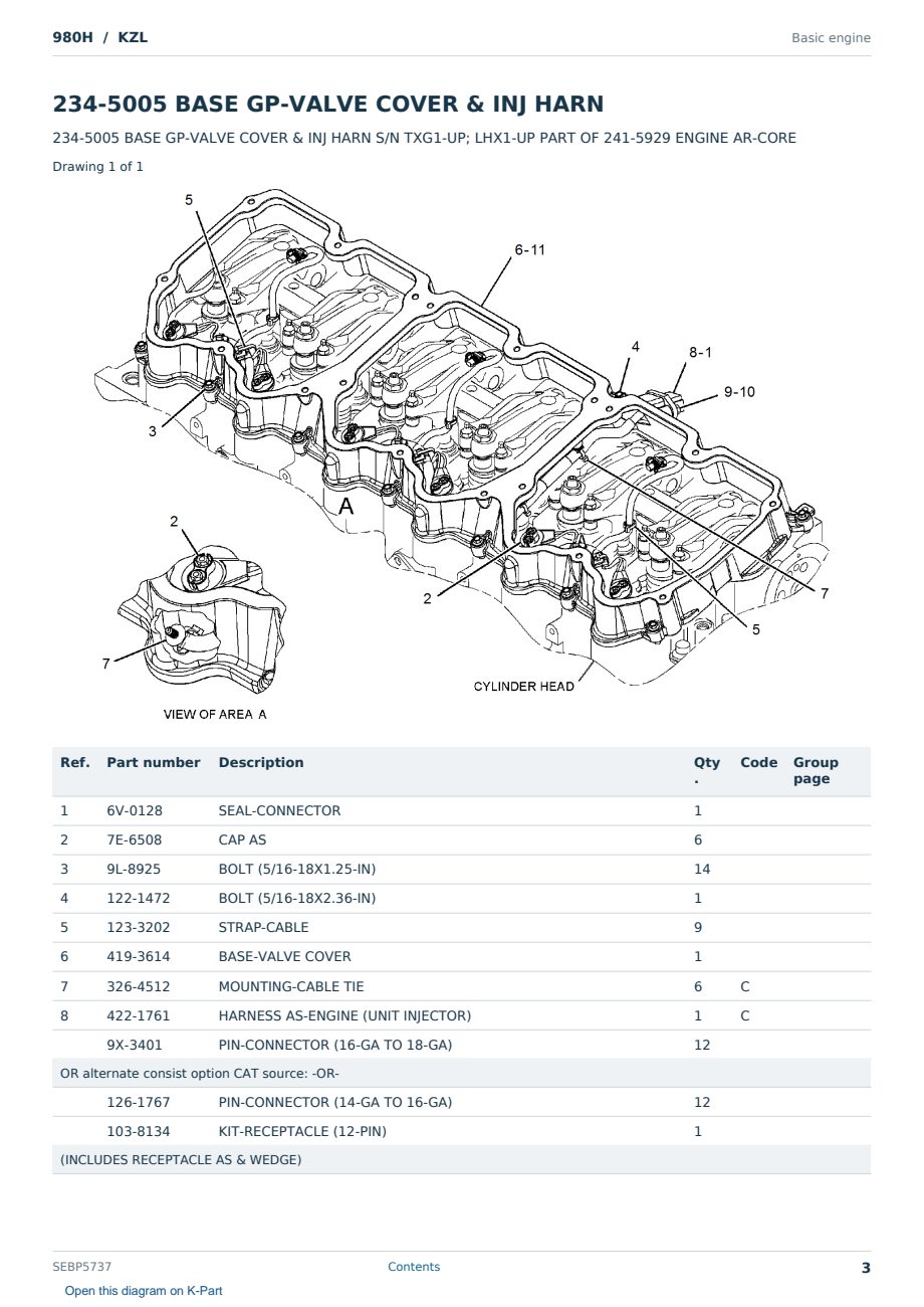 Caterpillar 980H S/N KZL Partsbook SEBP5737 (English) - sample page 3 of 10 Caterpillar 980H S/N KZL Partsbook SEBP5737 (English) - sample page 3 of 10