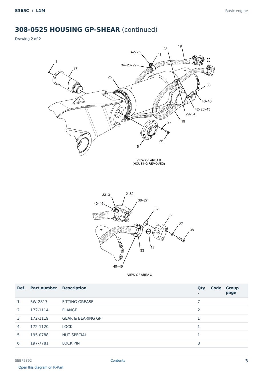 Caterpillar S365C S/N L1M Partsbook SEBP5392 (English) - sample page 3 of 10 Caterpillar S365C S/N L1M Partsbook SEBP5392 (English) - sample page 3 of 10