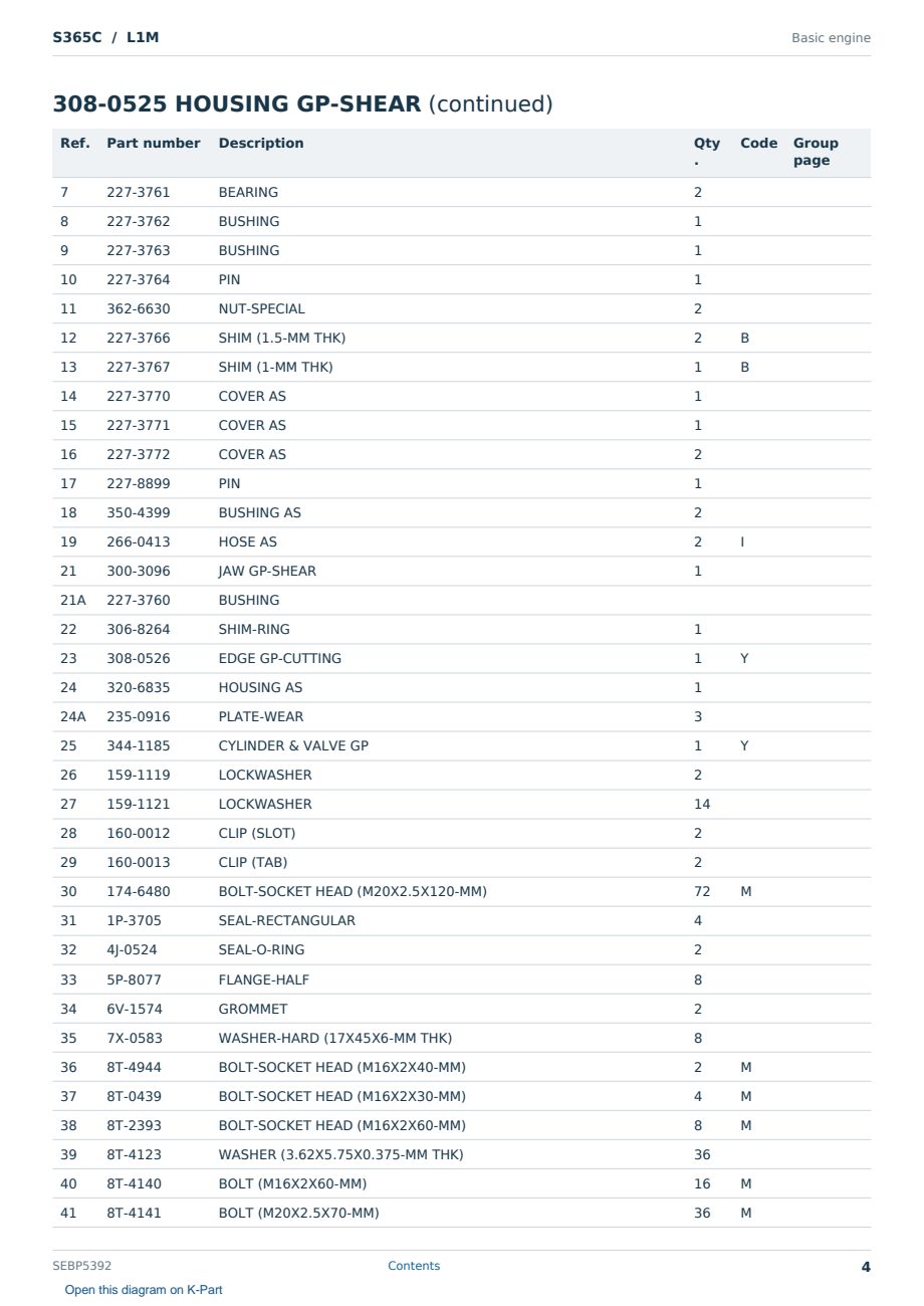 Caterpillar S365C S/N L1M Partsbook SEBP5392 (English) - sample page 4 of 10 Caterpillar S365C S/N L1M Partsbook SEBP5392 (English) - sample page 4 of 10