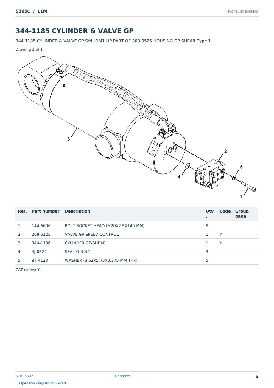 Caterpillar S365C S/N L1M Partsbook SEBP5392 (English) - sample page 6 of 10 Caterpillar S365C S/N L1M Partsbook SEBP5392 (English) - sample page 6 of 10