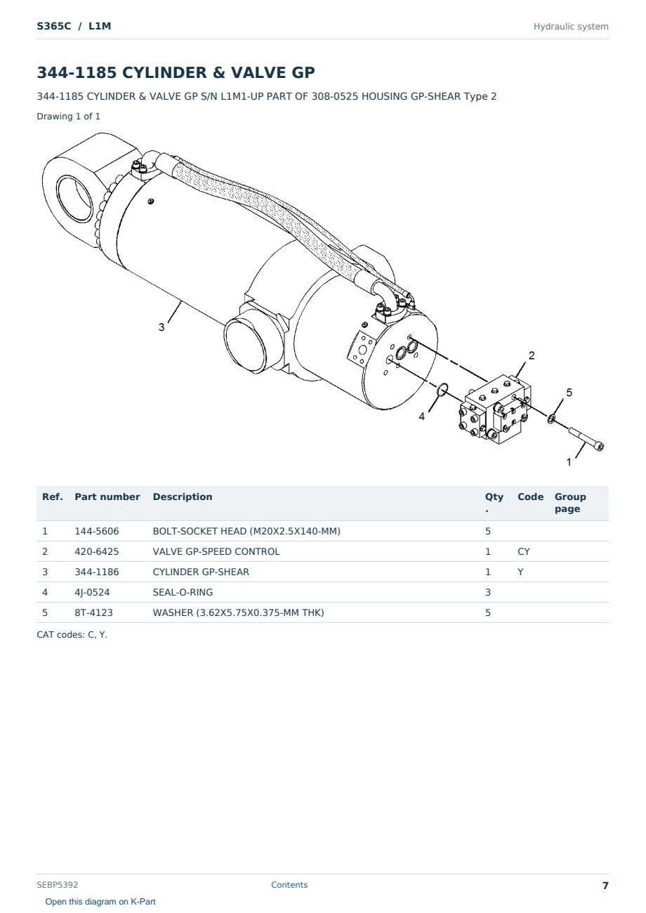 Caterpillar S365C S/N L1M Partsbook SEBP5392 (English) - sample page 7 of 10 Caterpillar S365C S/N L1M Partsbook SEBP5392 (English) - sample page 7 of 10