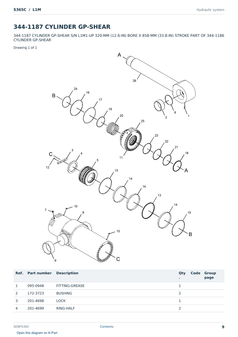 Caterpillar S365C S/N L1M Partsbook SEBP5392 (English) - sample page 9 of 10 Caterpillar S365C S/N L1M Partsbook SEBP5392 (English) - sample page 9 of 10