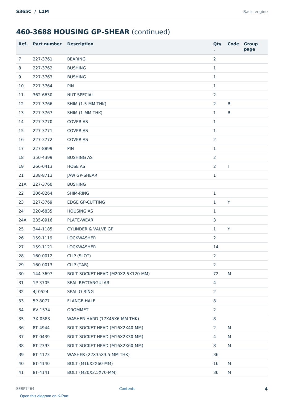 Caterpillar S365C S/N L1M Partsbook SEBP7464 (English) - sample page 4 of 10 Caterpillar S365C S/N L1M Partsbook SEBP7464 (English) - sample page 4 of 10