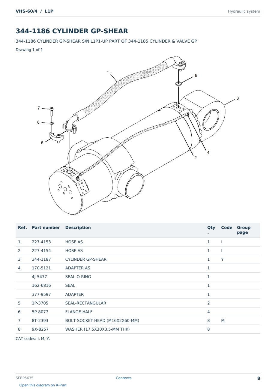 Caterpillar VHS-60/4 S/N L1P Partsbook SEBP5635 (English) - sample page 8 of 10 Caterpillar VHS-60/4 S/N L1P Partsbook SEBP5635 (English) - sample page 8 of 10