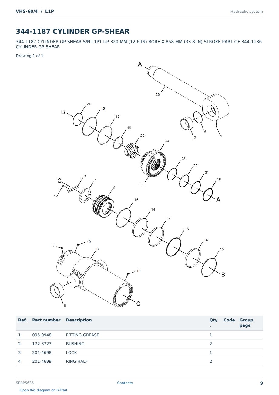 Caterpillar VHS-60/4 S/N L1P Partsbook SEBP5635 (English) - sample page 9 of 10 Caterpillar VHS-60/4 S/N L1P Partsbook SEBP5635 (English) - sample page 9 of 10