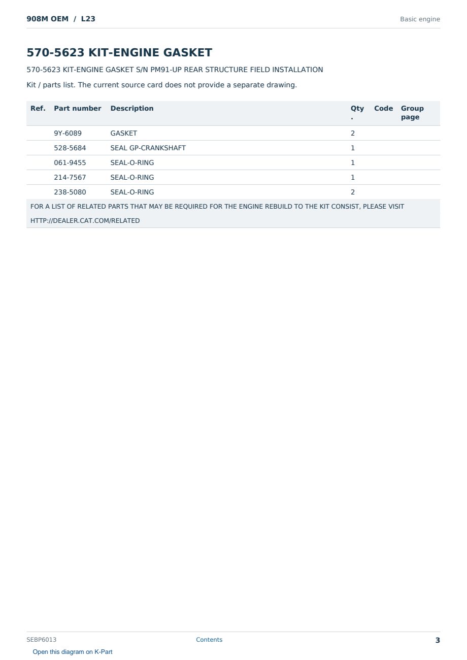 Caterpillar 908M OEM S/N L23 Partsbook SEBP6013 (English) - sample page 3 of 6 Caterpillar 908M OEM S/N L23 Partsbook SEBP6013 (English) - sample page 3 of 6