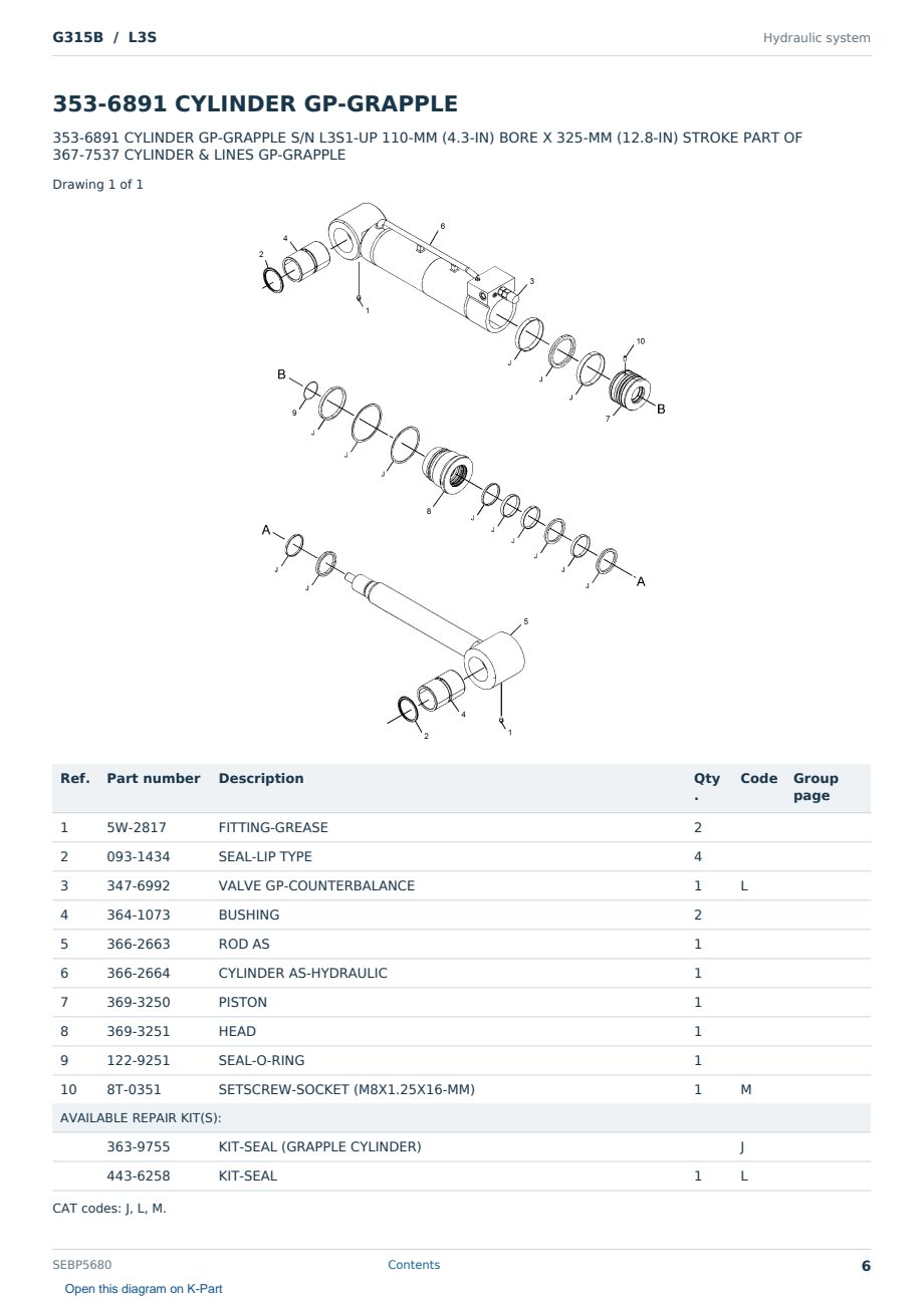 Caterpillar G315B S/N L3S Partsbook SEBP5680 (English) - sample page 6 of 10 Caterpillar G315B S/N L3S Partsbook SEBP5680 (English) - sample page 6 of 10