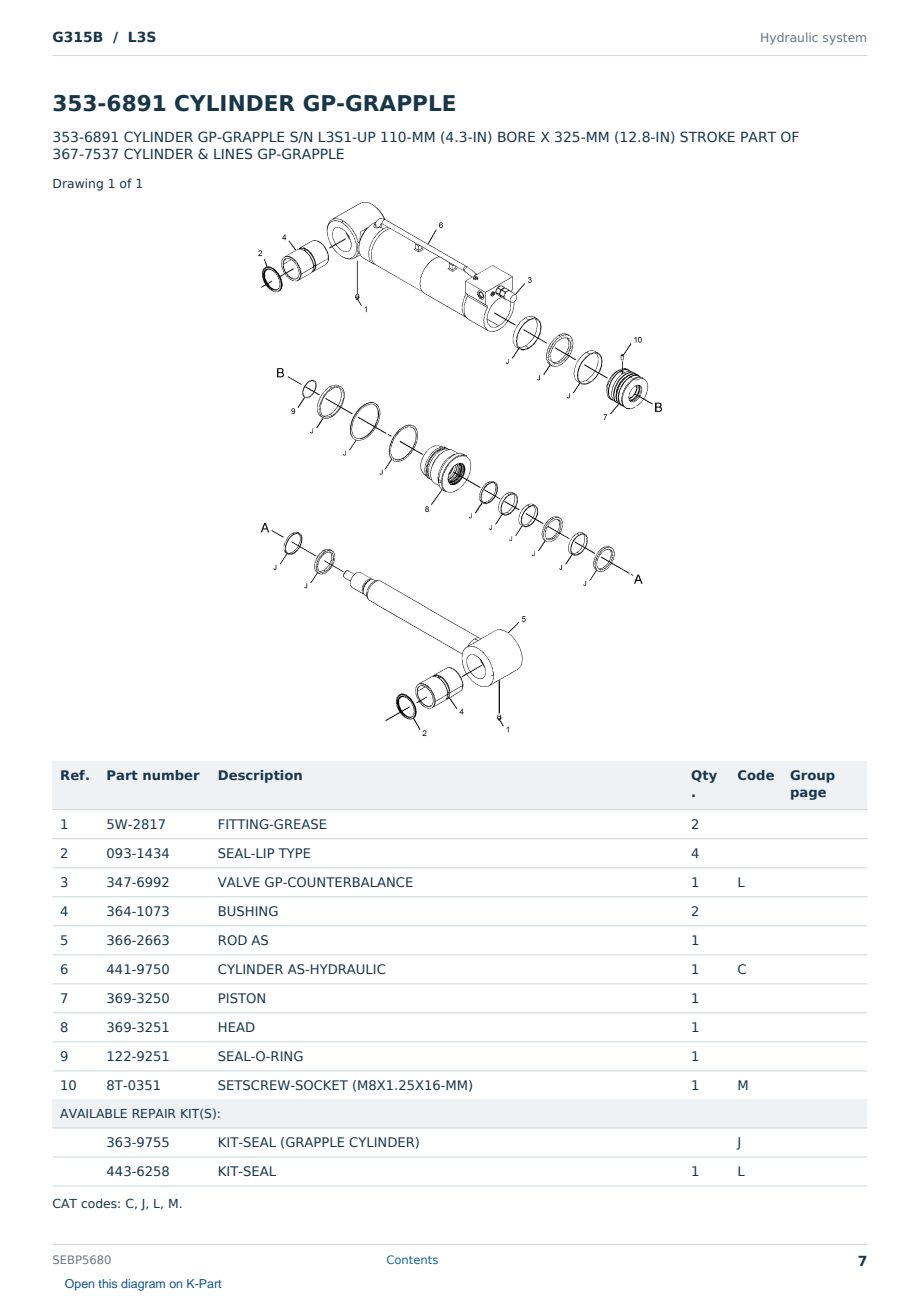 Caterpillar G315B S/N L3S Partsbook SEBP5680 (English) - sample page 7 of 10 Caterpillar G315B S/N L3S Partsbook SEBP5680 (English) - sample page 7 of 10
