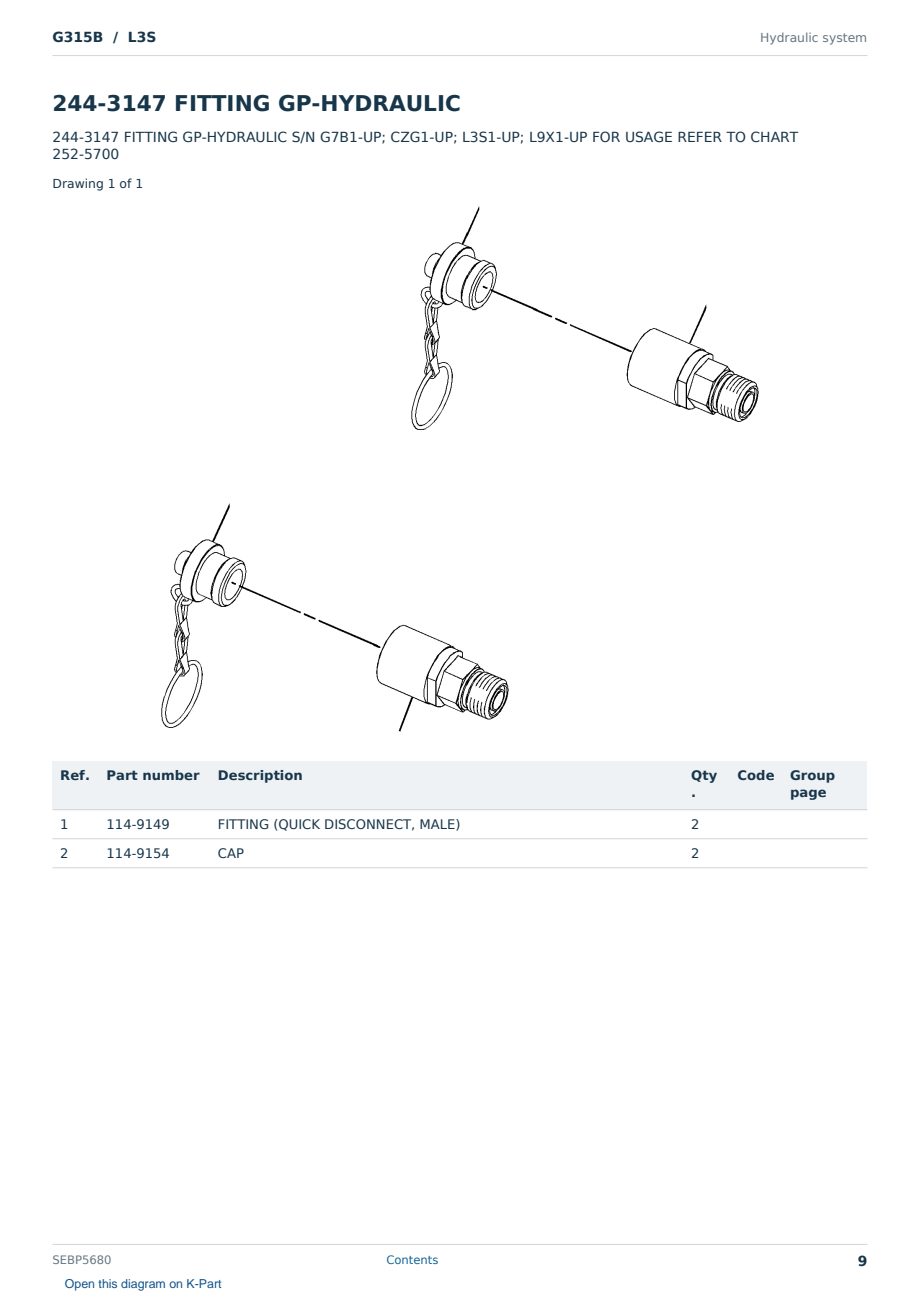 Caterpillar G315B S/N L3S Partsbook SEBP5680 (English) - sample page 9 of 10 Caterpillar G315B S/N L3S Partsbook SEBP5680 (English) - sample page 9 of 10
