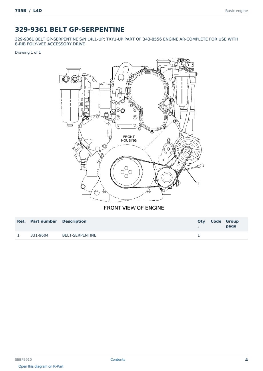 Caterpillar 735B S/N L4D Partsbook SEBP5910 (English) - sample page 4 of 10 Caterpillar 735B S/N L4D Partsbook SEBP5910 (English) - sample page 4 of 10