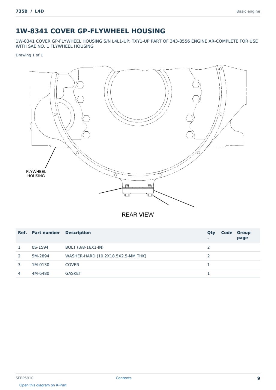 Caterpillar 735B S/N L4D Partsbook SEBP5910 (English) - sample page 9 of 10 Caterpillar 735B S/N L4D Partsbook SEBP5910 (English) - sample page 9 of 10