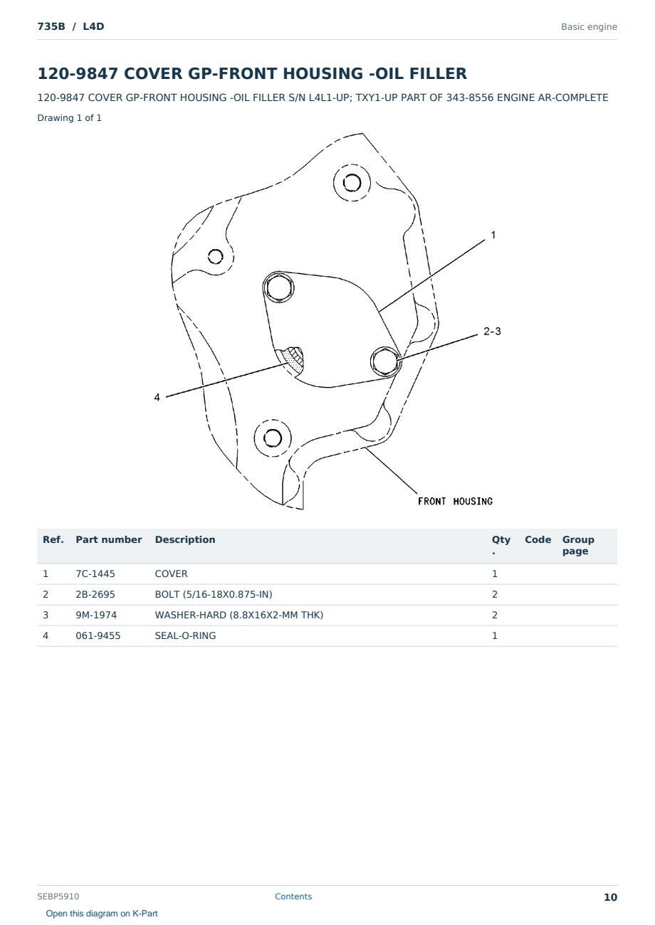 Caterpillar 735B S/N L4D Partsbook SEBP5910 (English) - sample page 10 of 10 Caterpillar 735B S/N L4D Partsbook SEBP5910 (English) - sample page 10 of 10