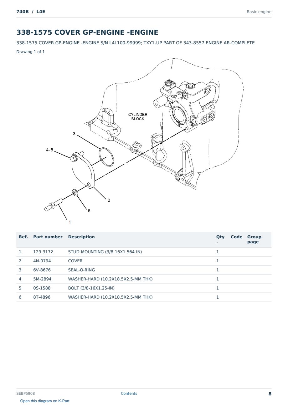 Caterpillar 740B S/N L4E Partsbook SEBP5908 (English) - sample page 8 of 10 Caterpillar 740B S/N L4E Partsbook SEBP5908 (English) - sample page 8 of 10
