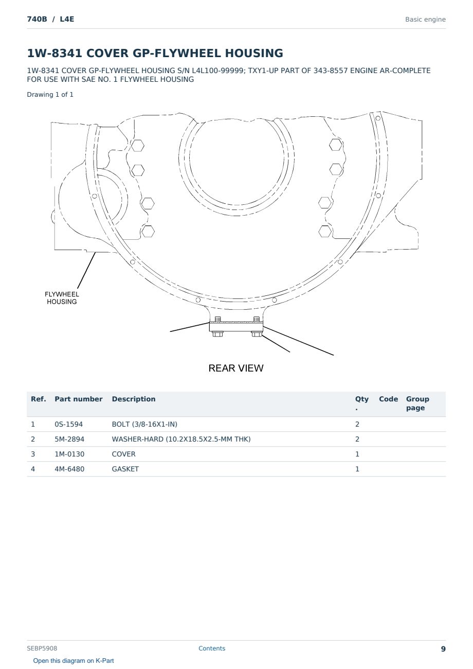Caterpillar 740B S/N L4E Partsbook SEBP5908 (English) - sample page 9 of 10 Caterpillar 740B S/N L4E Partsbook SEBP5908 (English) - sample page 9 of 10