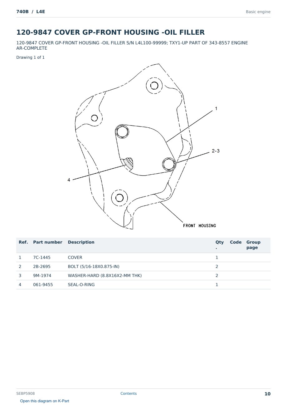 Caterpillar 740B S/N L4E Partsbook SEBP5908 (English) - sample page 10 of 10 Caterpillar 740B S/N L4E Partsbook SEBP5908 (English) - sample page 10 of 10