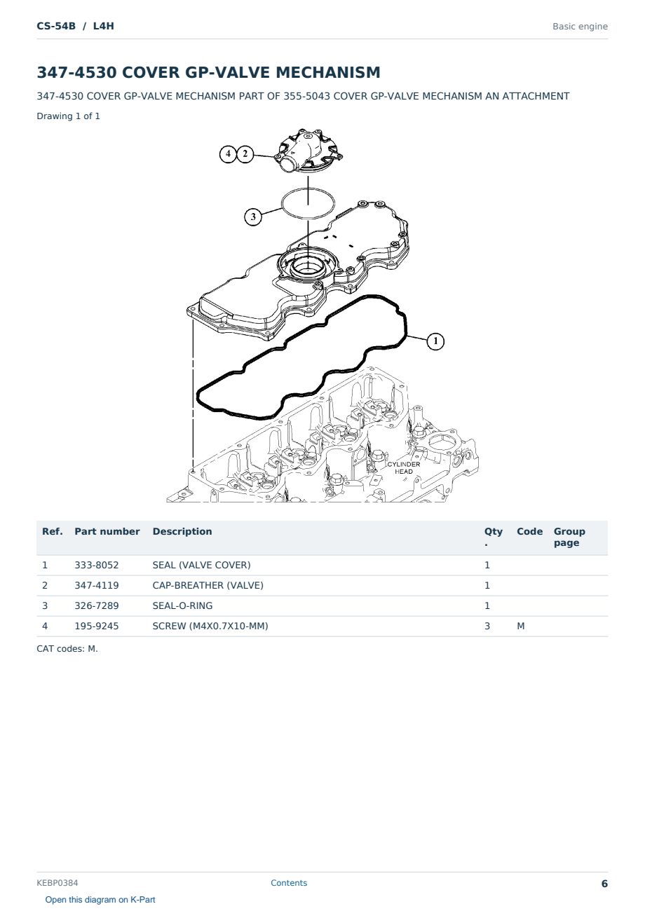 Caterpillar CS-54B S/N L4H Partsbook KEBP0384 (English) - sample page 6 of 10 Caterpillar CS-54B S/N L4H Partsbook KEBP0384 (English) - sample page 6 of 10