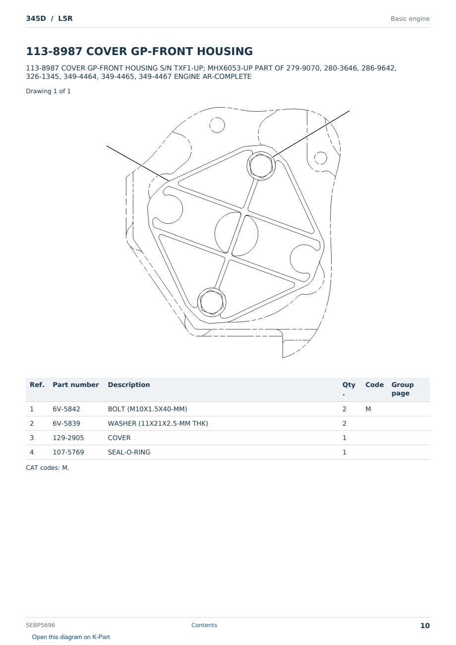 Caterpillar 345D S/N L5R Partsbook SEBP5696 (English) - sample page 10 of 10 Caterpillar 345D S/N L5R Partsbook SEBP5696 (English) - sample page 10 of 10