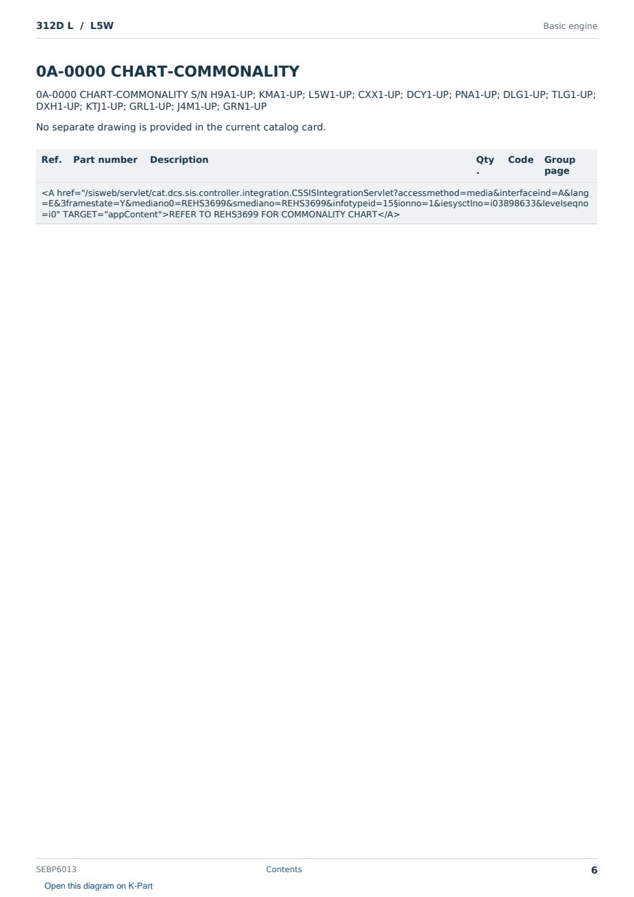 Caterpillar 312D L S/N L5W Partsbook SEBP6013 (English) - sample page 6 of 6 Caterpillar 312D L S/N L5W Partsbook SEBP6013 (English) - sample page 6 of 6