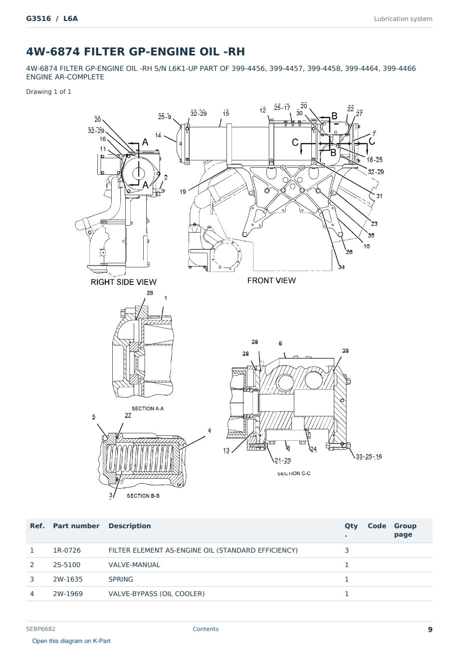 Caterpillar G3516 S/N L6A Partsbook SEBP6682 (English) - sample page 9 of 10 Caterpillar G3516 S/N L6A Partsbook SEBP6682 (English) - sample page 9 of 10