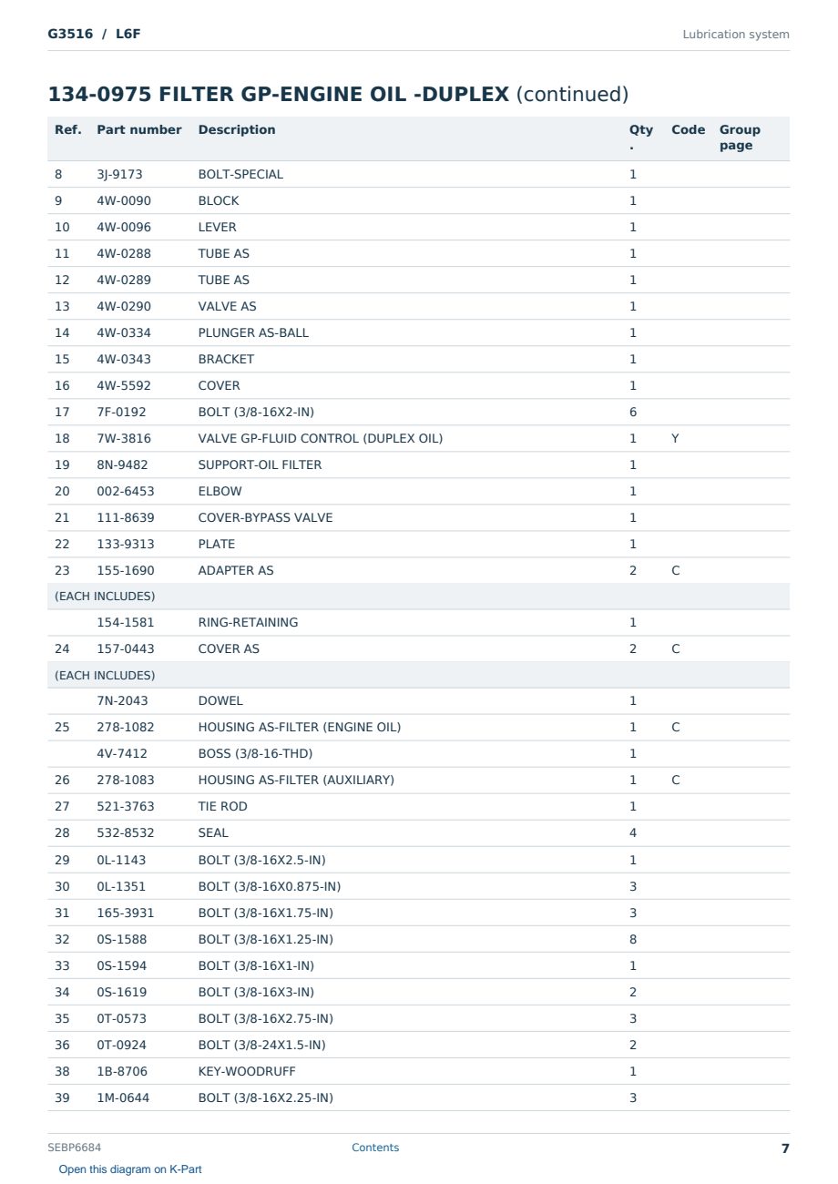Caterpillar G3516 S/N L6F Partsbook SEBP6684 (English) - sample page 7 of 10 Caterpillar G3516 S/N L6F Partsbook SEBP6684 (English) - sample page 7 of 10