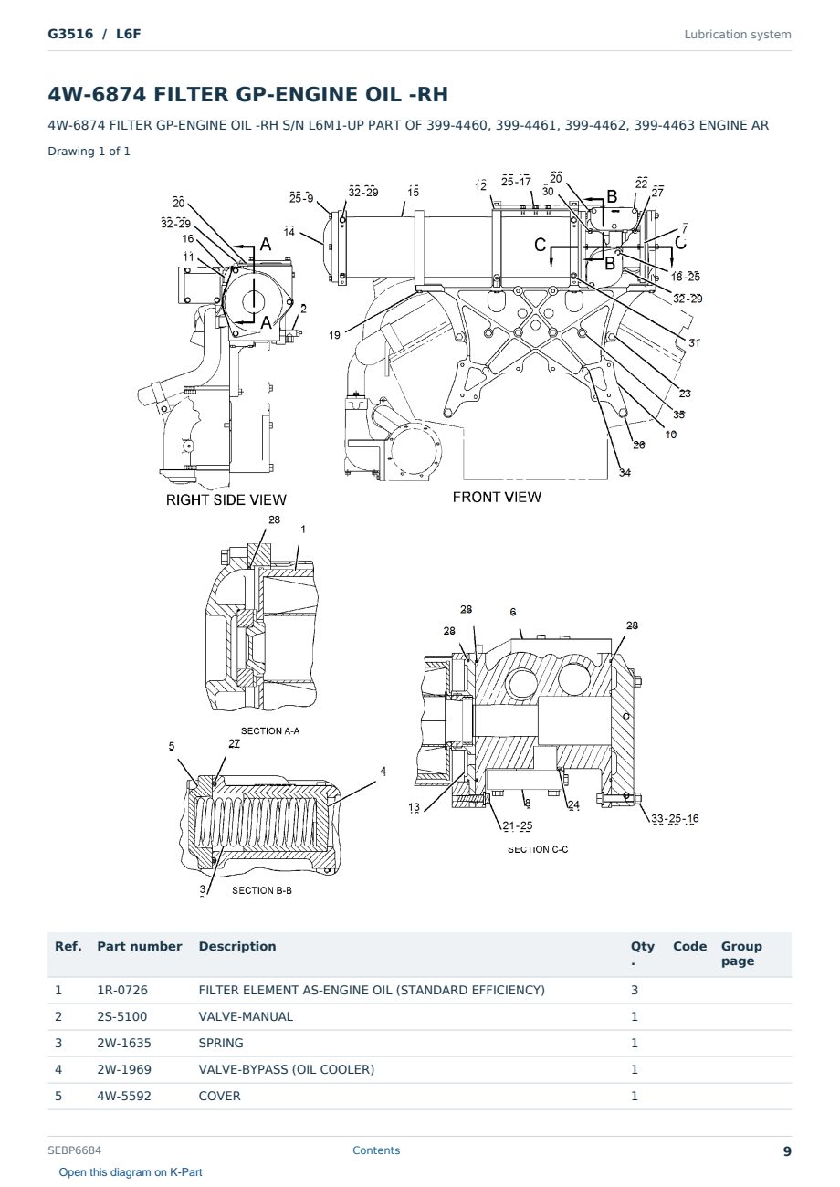 Caterpillar G3516 S/N L6F Partsbook SEBP6684 (English) - sample page 9 of 10 Caterpillar G3516 S/N L6F Partsbook SEBP6684 (English) - sample page 9 of 10