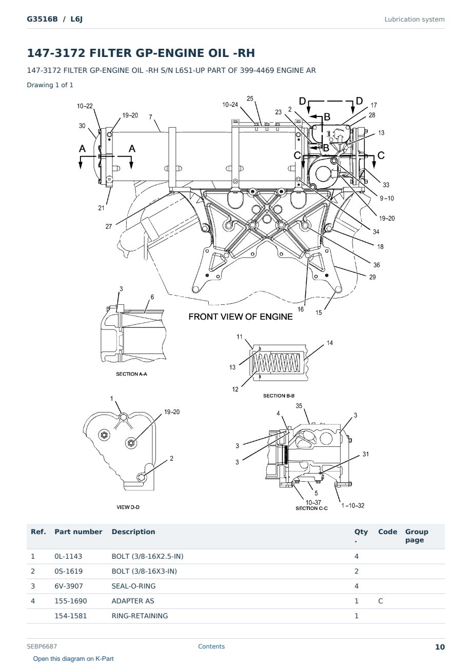 Caterpillar G3516B S/N L6J Partsbook SEBP6687 (English) - sample page 10 of 10 Caterpillar G3516B S/N L6J Partsbook SEBP6687 (English) - sample page 10 of 10