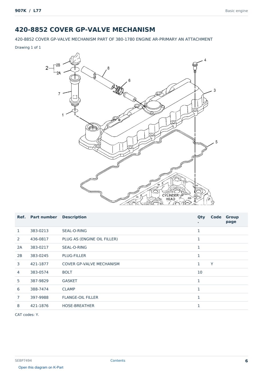 Caterpillar 907K S/N L77 Partsbook SEBP7494 (English) - sample page 6 of 10 Caterpillar 907K S/N L77 Partsbook SEBP7494 (English) - sample page 6 of 10