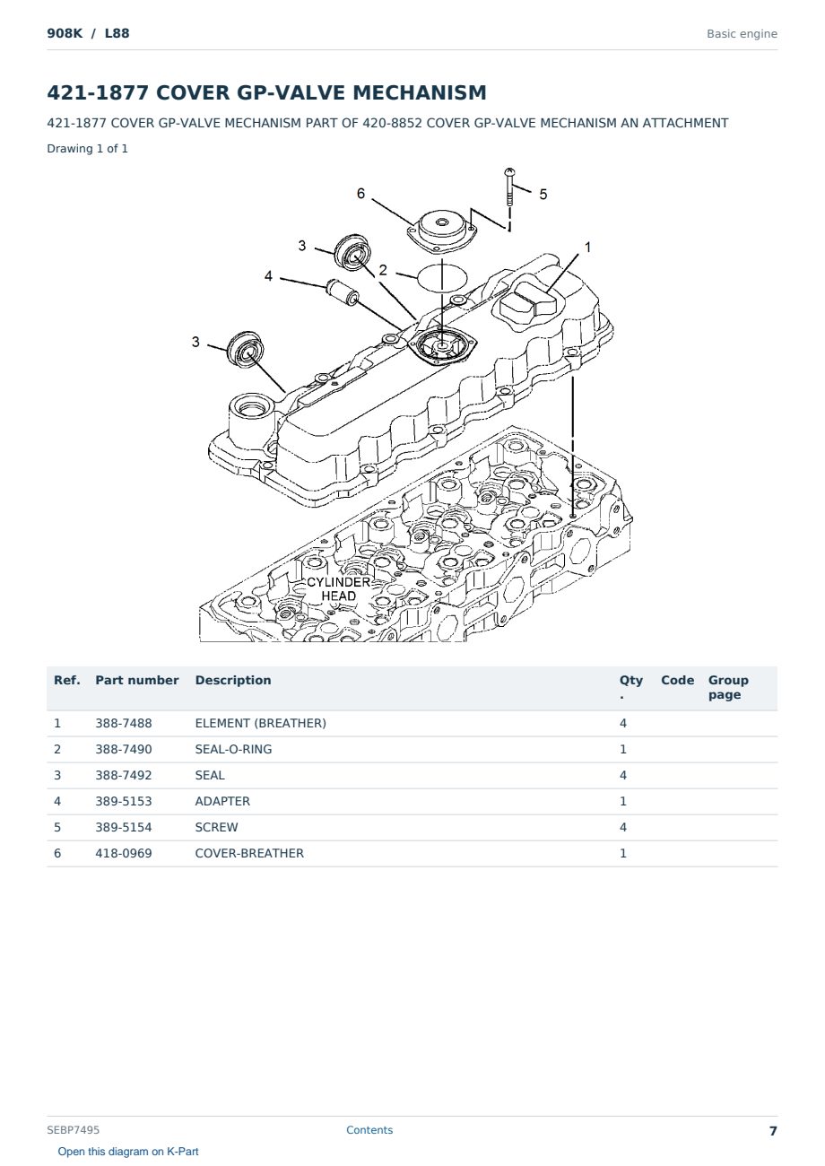Caterpillar 908K S/N L88 Partsbook SEBP7495 (English) - sample page 7 of 10 Caterpillar 908K S/N L88 Partsbook SEBP7495 (English) - sample page 7 of 10