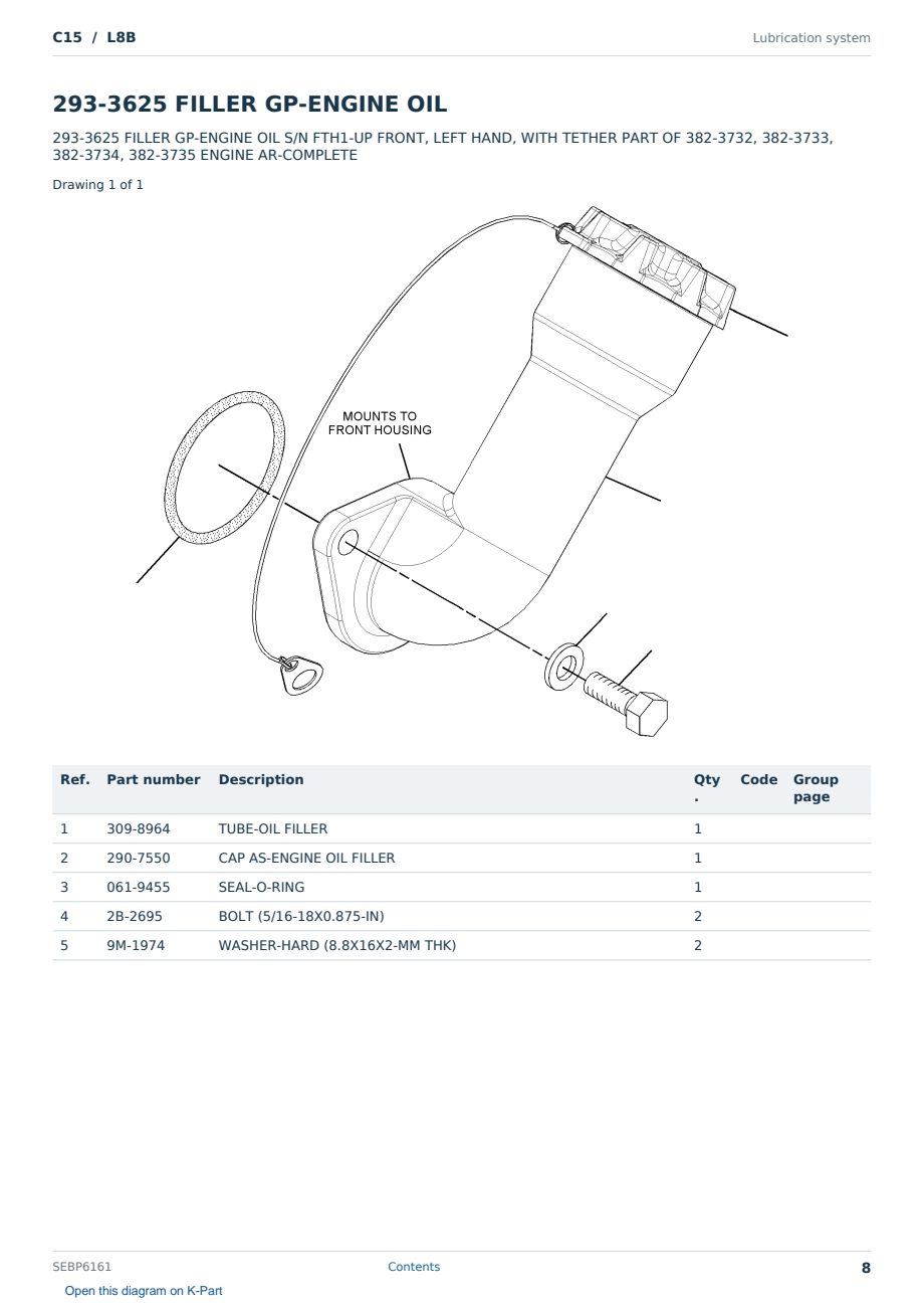 Caterpillar C15 S/N L8B Partsbook SEBP6161 (English) - sample page 8 of 10 Caterpillar C15 S/N L8B Partsbook SEBP6161 (English) - sample page 8 of 10