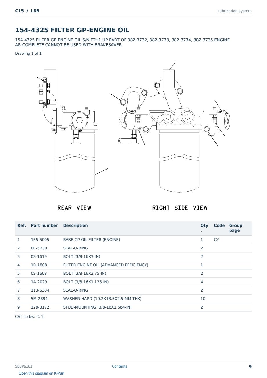 Caterpillar C15 S/N L8B Partsbook SEBP6161 (English) - sample page 9 of 10 Caterpillar C15 S/N L8B Partsbook SEBP6161 (English) - sample page 9 of 10