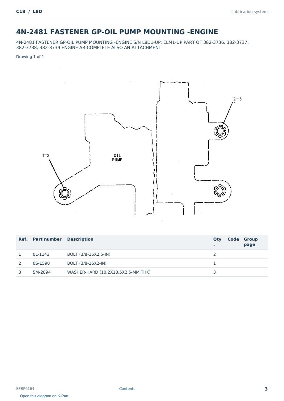 Caterpillar C18 S/N L8D Partsbook SEBP6164 (English) - sample page 3 of 10 Caterpillar C18 S/N L8D Partsbook SEBP6164 (English) - sample page 3 of 10