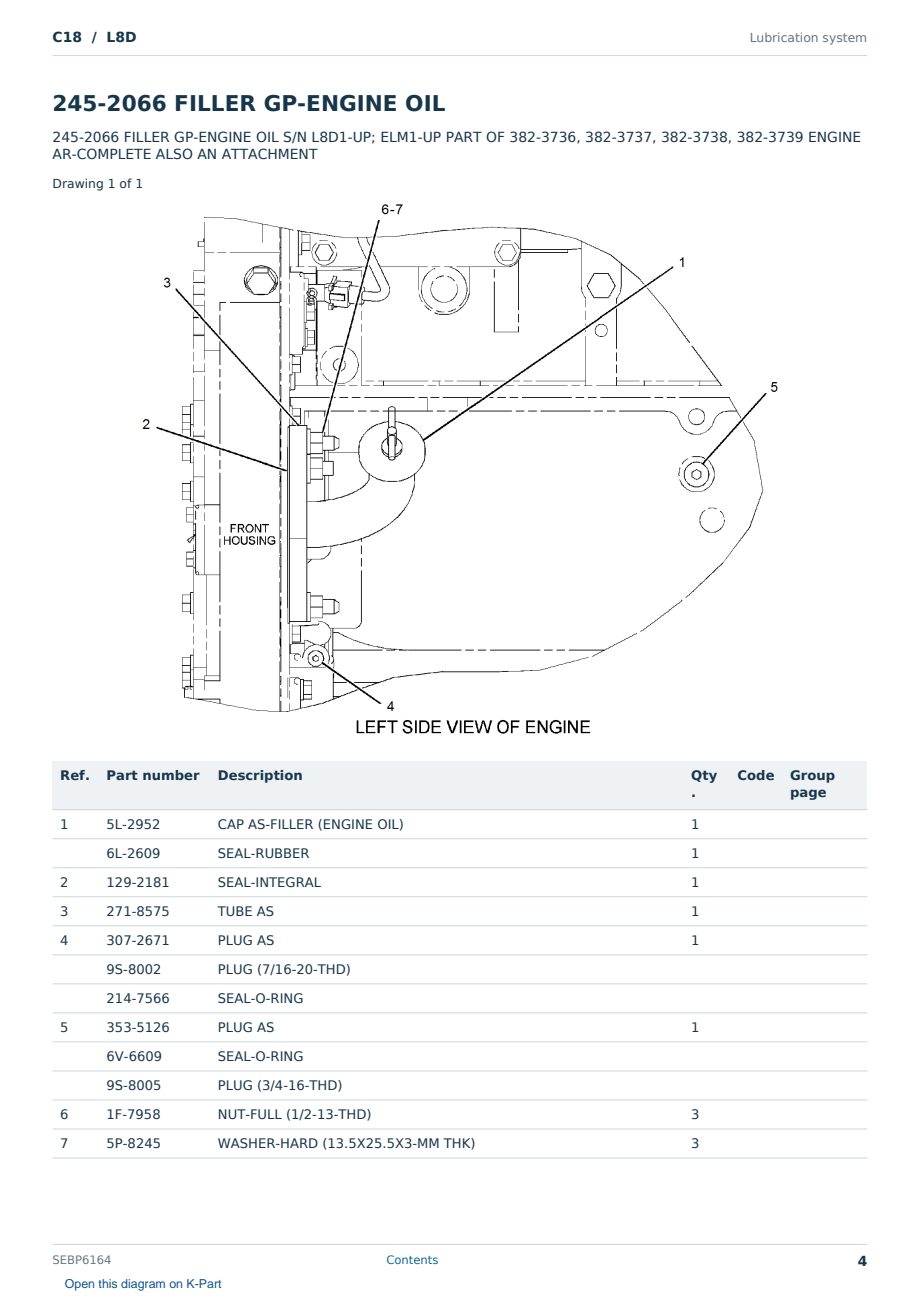 Caterpillar C18 S/N L8D Partsbook SEBP6164 (English) - sample page 4 of 10 Caterpillar C18 S/N L8D Partsbook SEBP6164 (English) - sample page 4 of 10