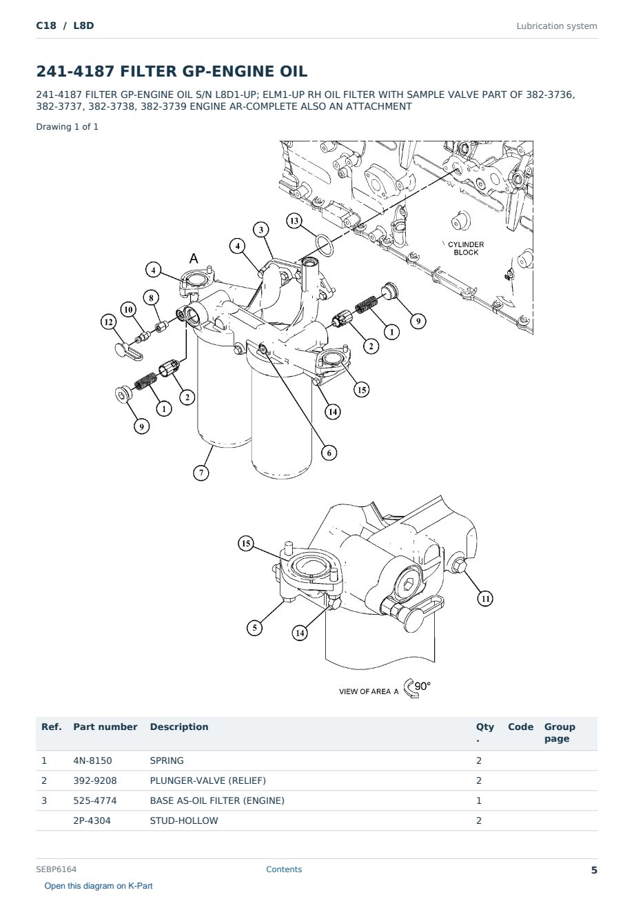 Caterpillar C18 S/N L8D Partsbook SEBP6164 (English) - sample page 5 of 10 Caterpillar C18 S/N L8D Partsbook SEBP6164 (English) - sample page 5 of 10