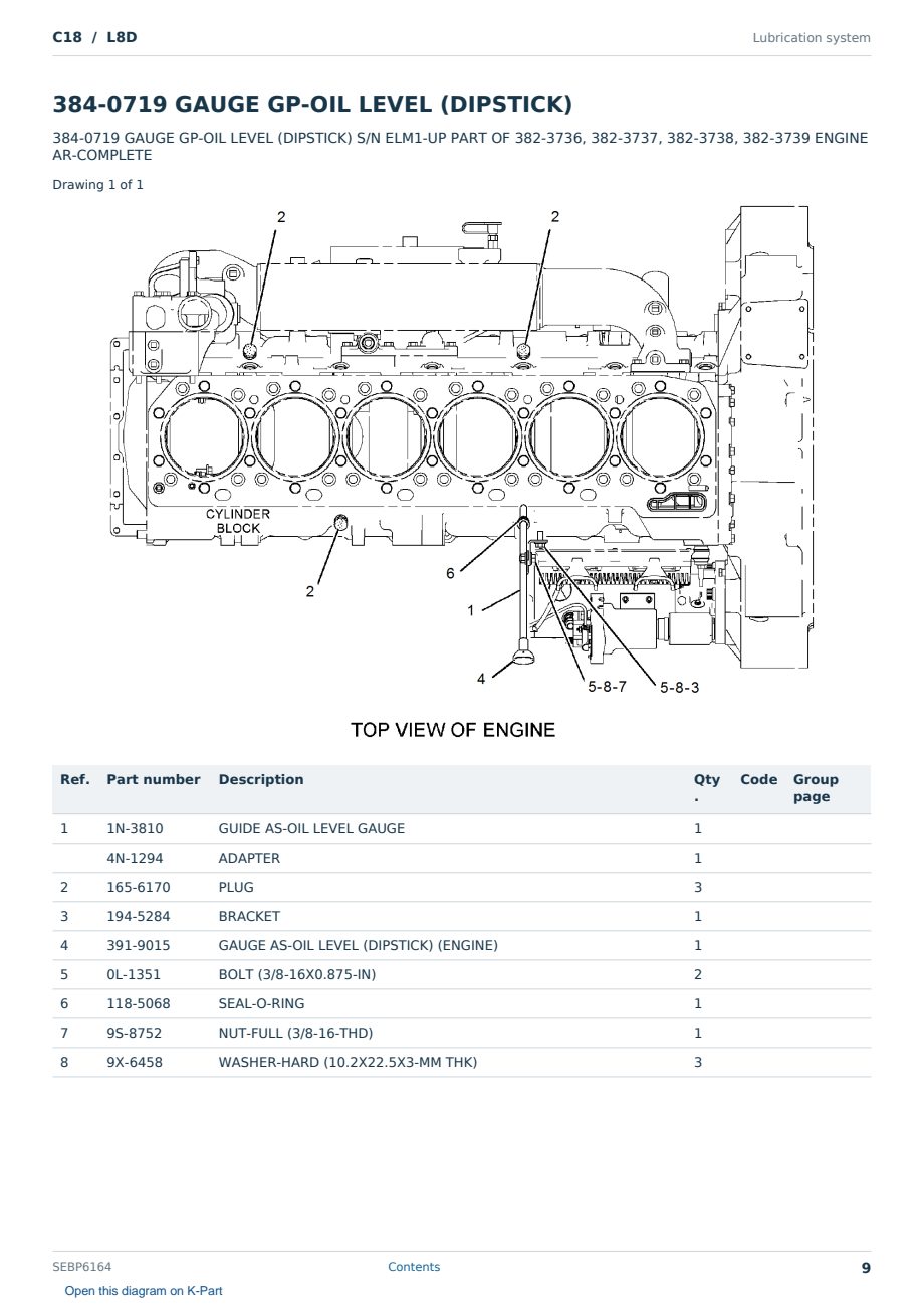 Caterpillar C18 S/N L8D Partsbook SEBP6164 (English) - sample page 9 of 10 Caterpillar C18 S/N L8D Partsbook SEBP6164 (English) - sample page 9 of 10