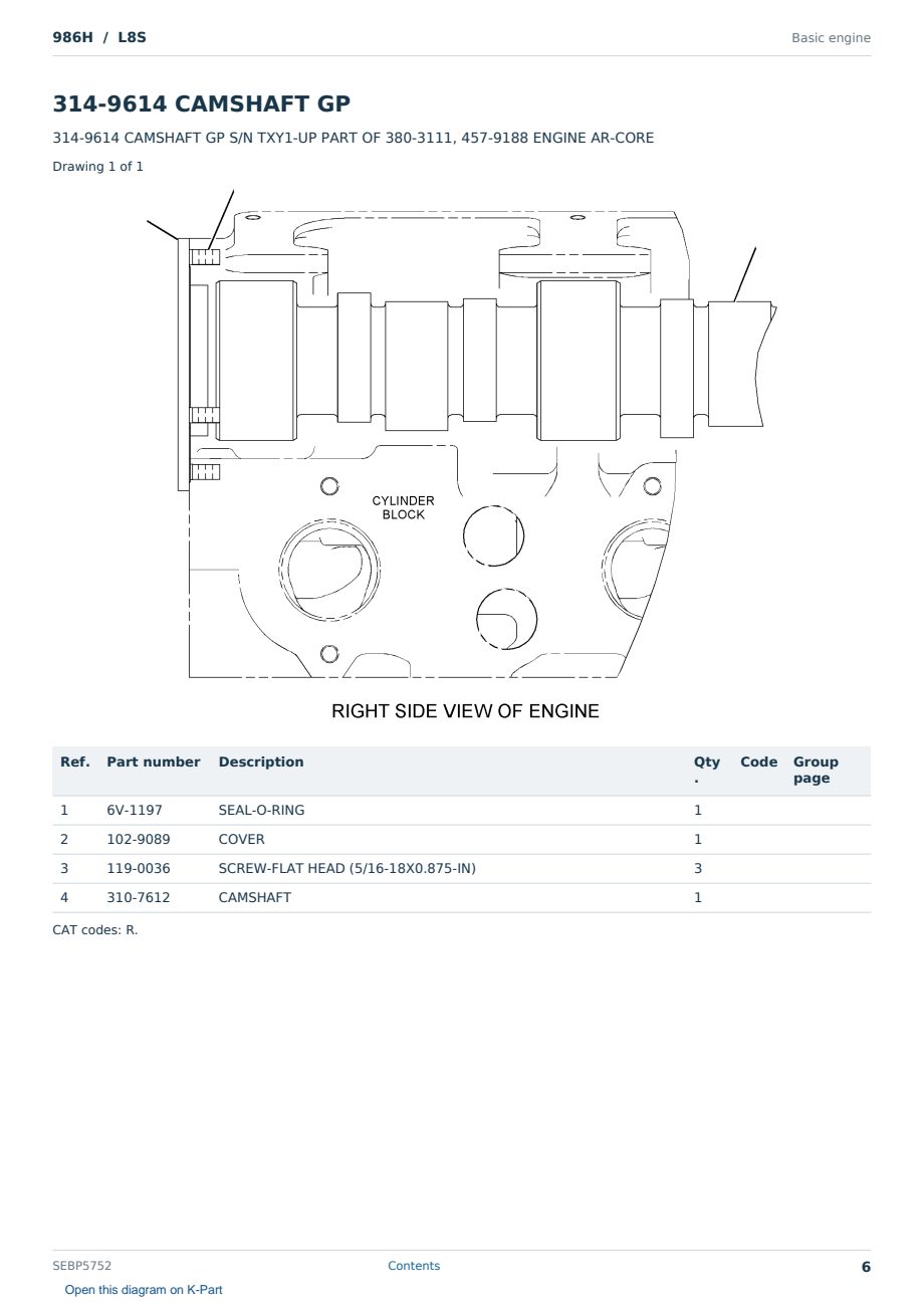 Caterpillar 986H S/N L8S Partsbook SEBP5752 (English) - sample page 6 of 10 Caterpillar 986H S/N L8S Partsbook SEBP5752 (English) - sample page 6 of 10