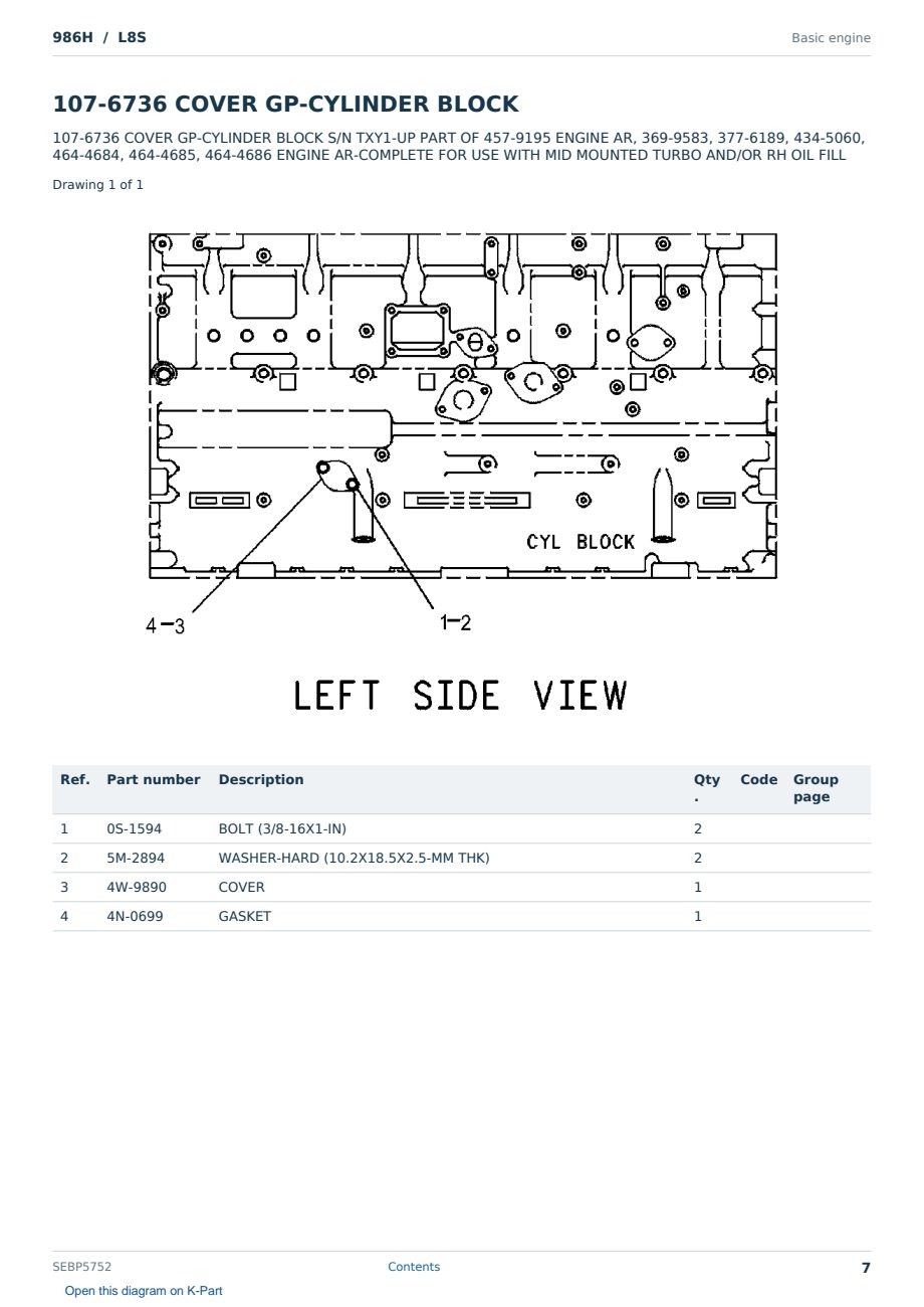 Caterpillar 986H S/N L8S Partsbook SEBP5752 (English) - sample page 7 of 10 Caterpillar 986H S/N L8S Partsbook SEBP5752 (English) - sample page 7 of 10