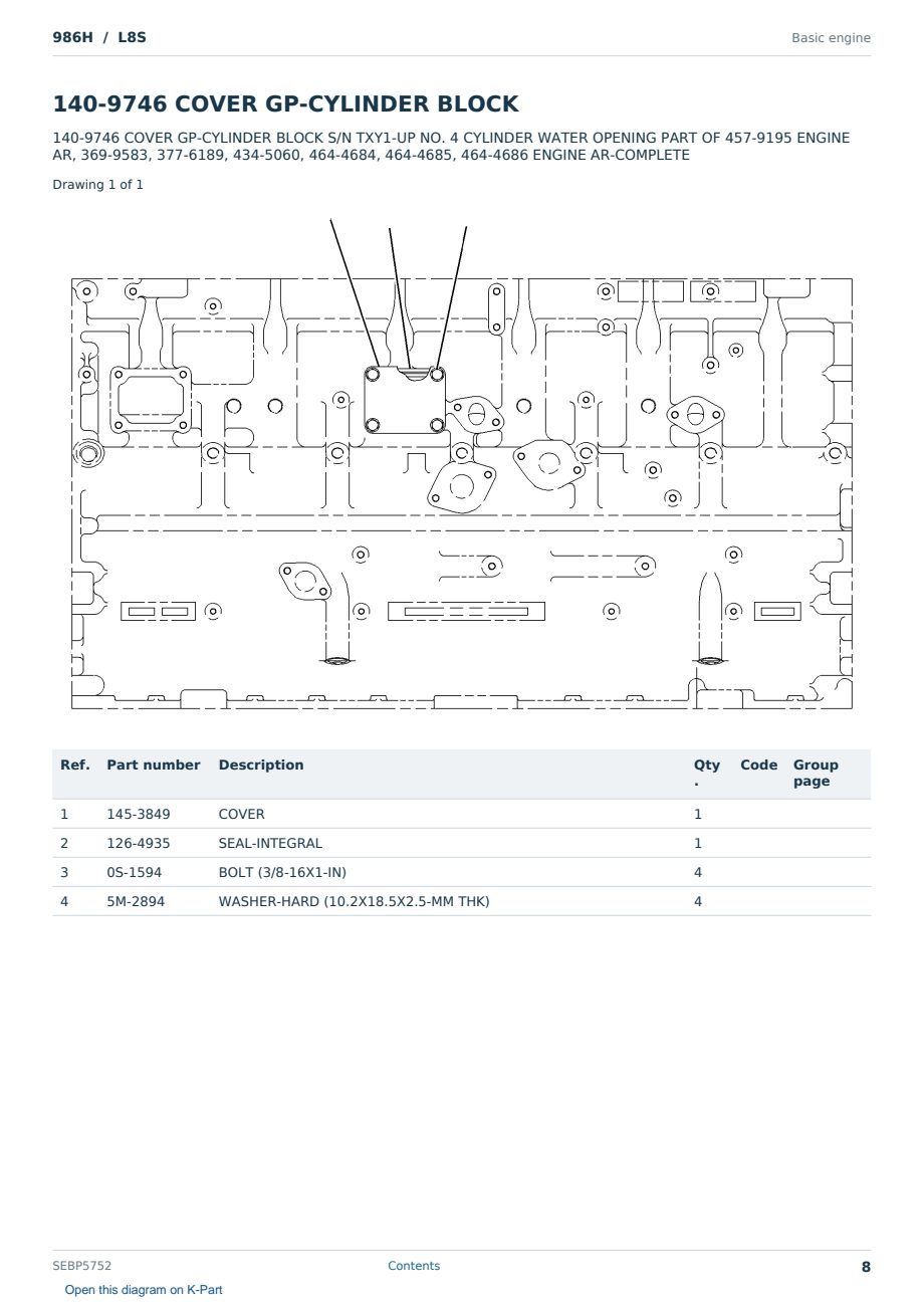 Caterpillar 986H S/N L8S Partsbook SEBP5752 (English) - sample page 8 of 10 Caterpillar 986H S/N L8S Partsbook SEBP5752 (English) - sample page 8 of 10