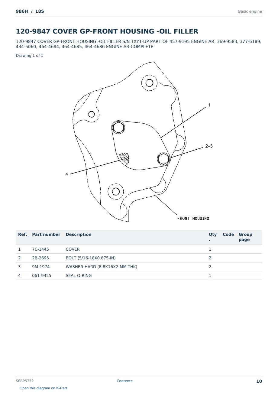 Caterpillar 986H S/N L8S Partsbook SEBP5752 (English) - sample page 10 of 10 Caterpillar 986H S/N L8S Partsbook SEBP5752 (English) - sample page 10 of 10