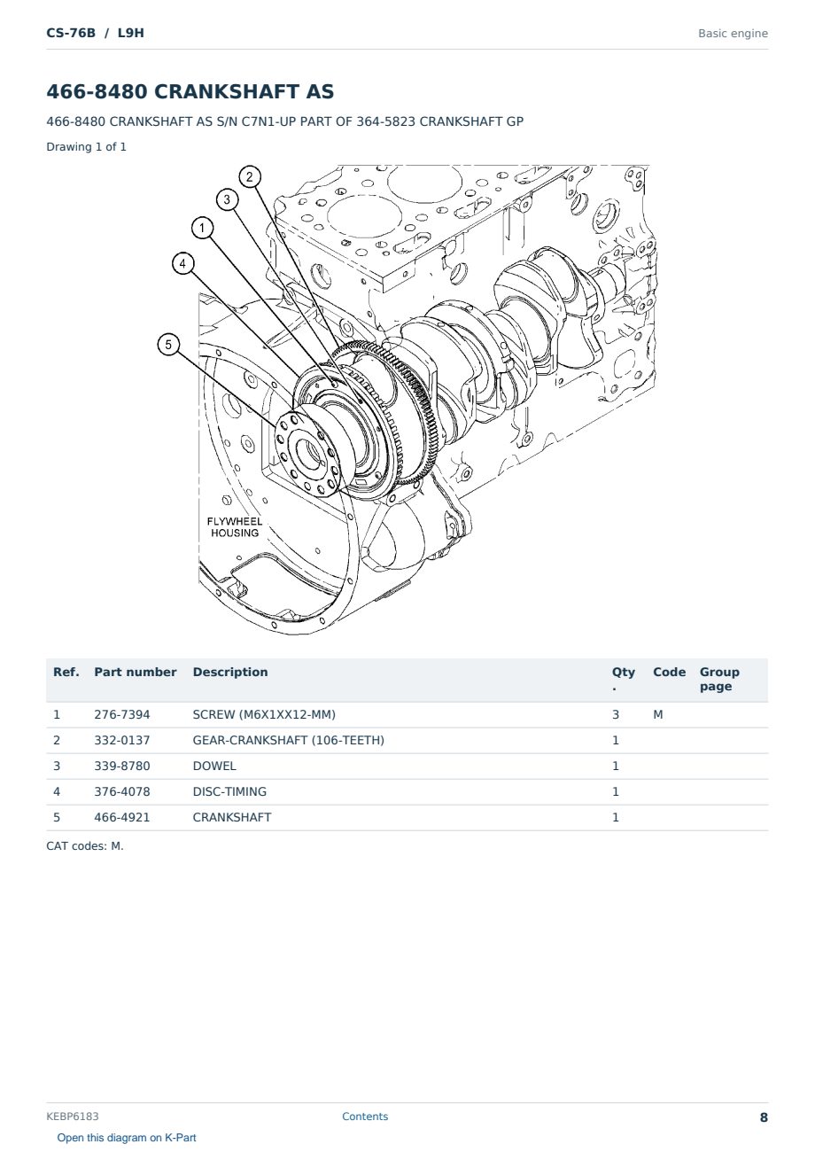Caterpillar CS-76B S/N L9H Partsbook KEBP6183 (English) - sample page 8 of 10 Caterpillar CS-76B S/N L9H Partsbook KEBP6183 (English) - sample page 8 of 10