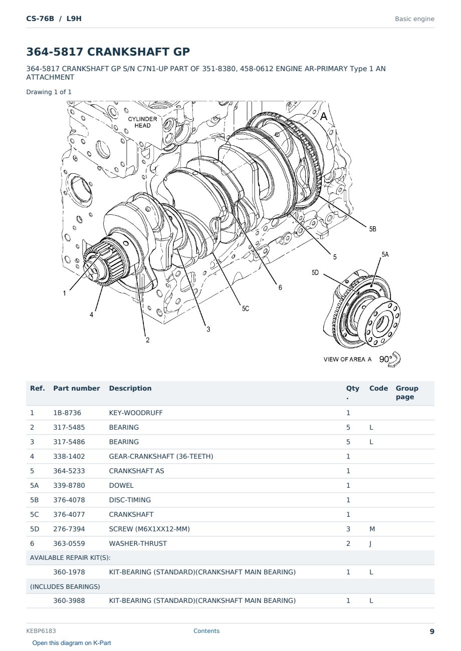 Caterpillar CS-76B S/N L9H Partsbook KEBP6183 (English) - sample page 9 of 10 Caterpillar CS-76B S/N L9H Partsbook KEBP6183 (English) - sample page 9 of 10