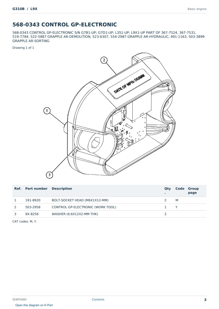 Caterpillar G310B S/N L9X Partsbook SEBP5680 (English) - sample page 3 of 10 Caterpillar G310B S/N L9X Partsbook SEBP5680 (English) - sample page 3 of 10