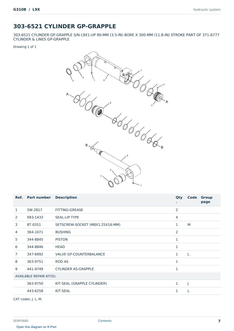 Caterpillar G310B S/N L9X Partsbook SEBP5680 (English) - sample page 7 of 10 Caterpillar G310B S/N L9X Partsbook SEBP5680 (English) - sample page 7 of 10