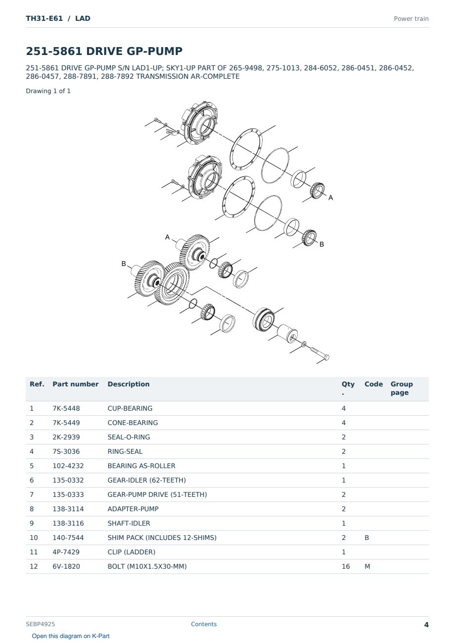 Caterpillar TH31-E61 S/N LAD Partsbook SEBP4925 (English) - sample page 4 of 10 Caterpillar TH31-E61 S/N LAD Partsbook SEBP4925 (English) - sample page 4 of 10