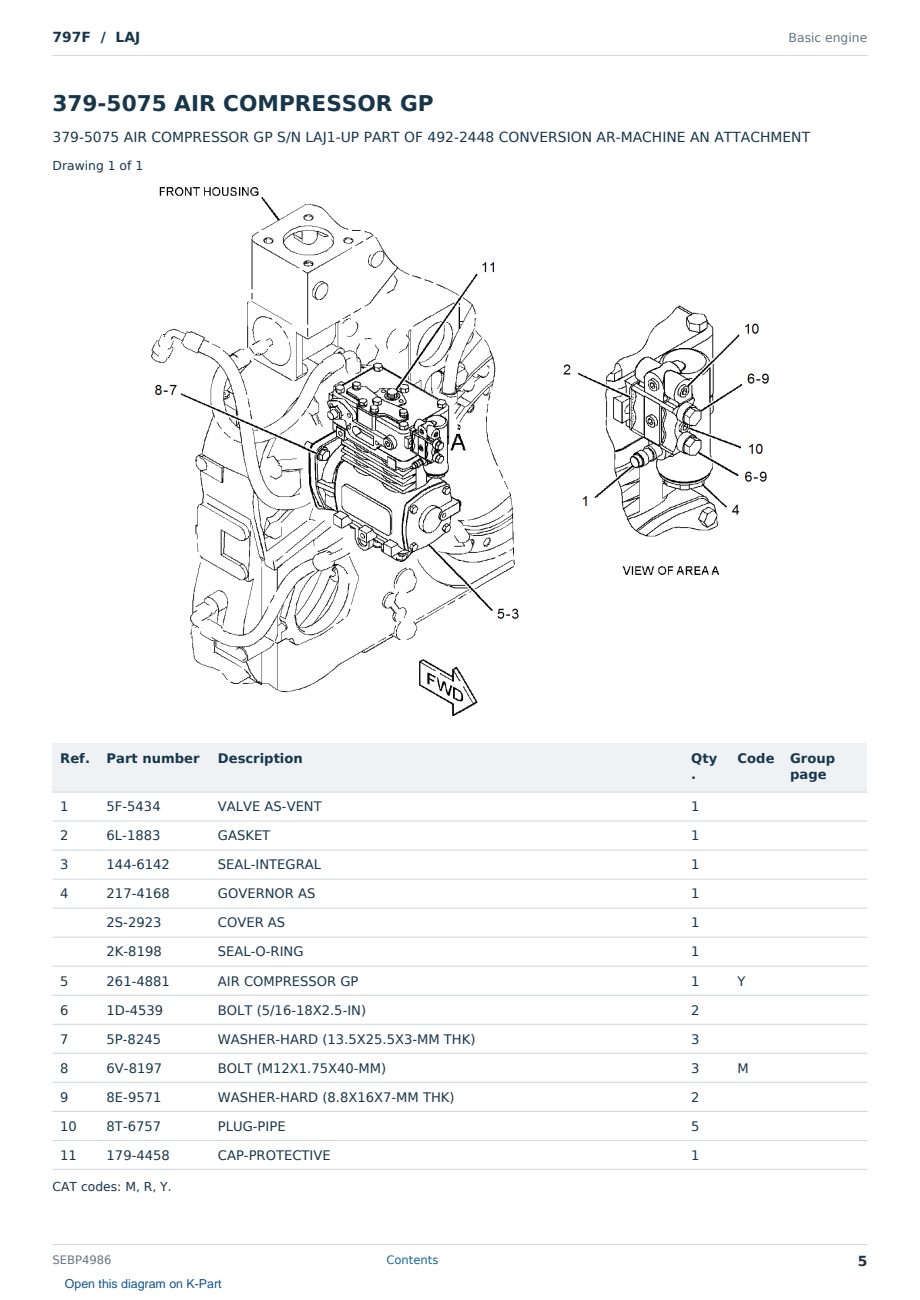 Caterpillar 797F S/N LAJ Partsbook SEBP4986 (English) - sample page 5 of 10 Caterpillar 797F S/N LAJ Partsbook SEBP4986 (English) - sample page 5 of 10