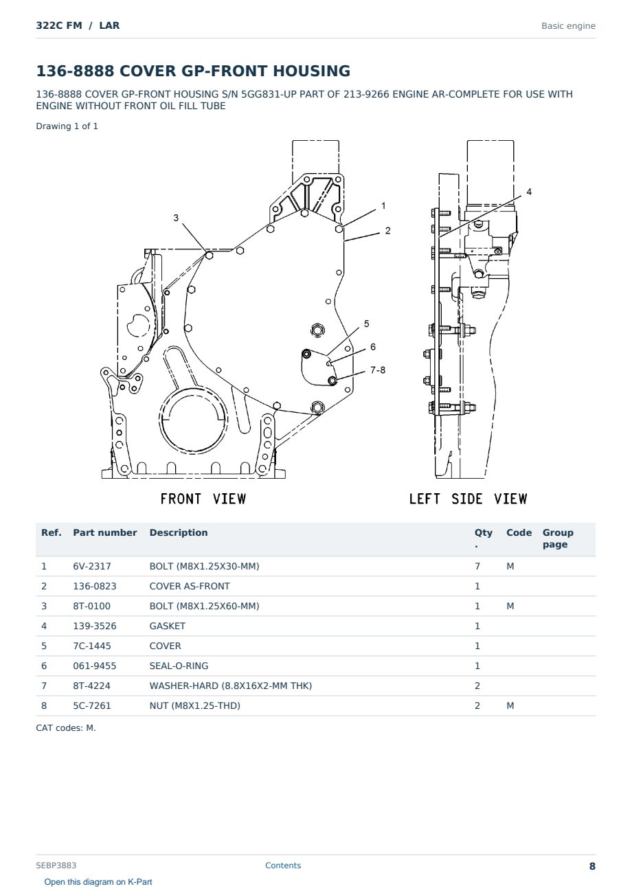 Caterpillar 322C FM S/N LAR Partsbook SEBP3883 (English) - sample page 8 of 10 Caterpillar 322C FM S/N LAR Partsbook SEBP3883 (English) - sample page 8 of 10