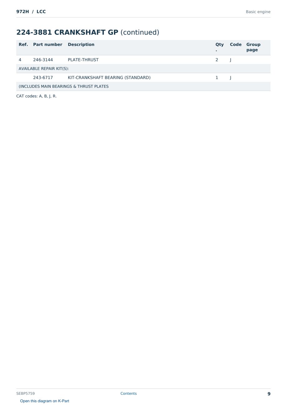 Caterpillar 972H S/N LCC Partsbook SEBP5759 (English) - sample page 9 of 10 Caterpillar 972H S/N LCC Partsbook SEBP5759 (English) - sample page 9 of 10