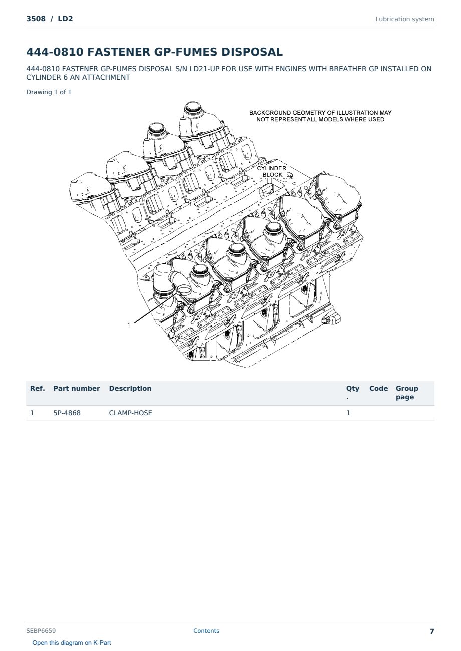 Caterpillar 3508 S/N LD2 Partsbook SEBP6659 (English) - sample page 7 of 10 Caterpillar 3508 S/N LD2 Partsbook SEBP6659 (English) - sample page 7 of 10