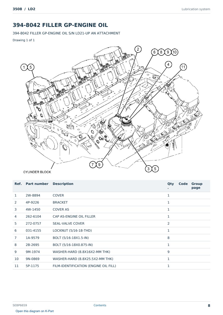 Caterpillar 3508 S/N LD2 Partsbook SEBP6659 (English) - sample page 8 of 10 Caterpillar 3508 S/N LD2 Partsbook SEBP6659 (English) - sample page 8 of 10