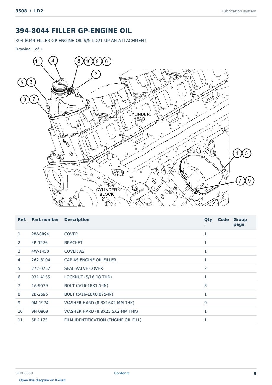 Caterpillar 3508 S/N LD2 Partsbook SEBP6659 (English) - sample page 9 of 10 Caterpillar 3508 S/N LD2 Partsbook SEBP6659 (English) - sample page 9 of 10